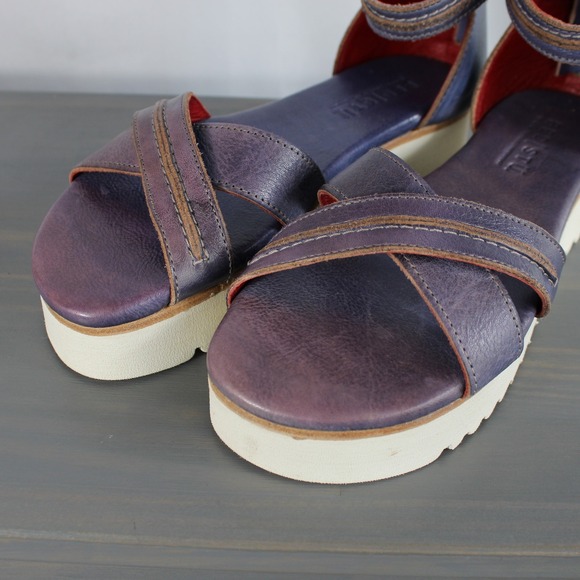 Bed Stu Carroll Platform Ankle Strap Sandals Women 7 Purple Leather Boho NEW - Picture 3 of 11